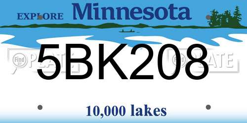 5BK208 Minnesota License Plate