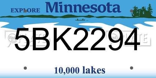 5BK2294 Minnesota License Plate