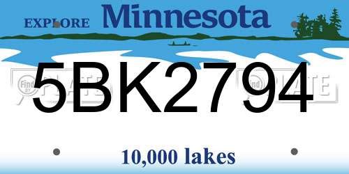 5BK2794 Minnesota License Plate