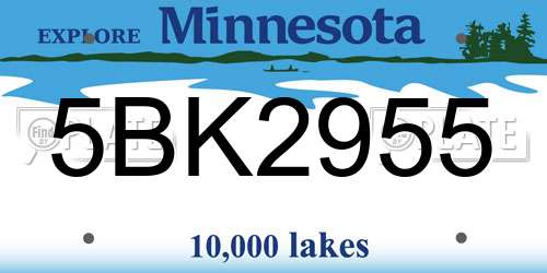 5BK2955 Minnesota License Plate