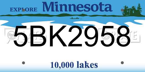 5BK2958 Minnesota License Plate