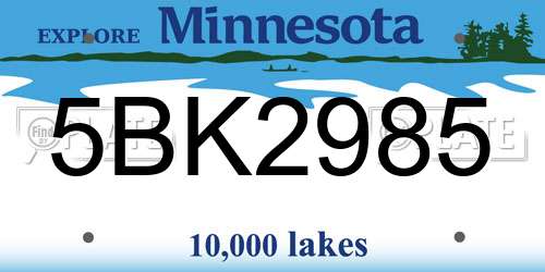 5BK2985 Minnesota License Plate