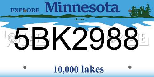 5BK2988 Minnesota License Plate