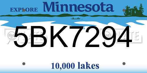 5BK7294 Minnesota License Plate
