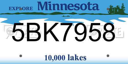 5BK7958 Minnesota License Plate