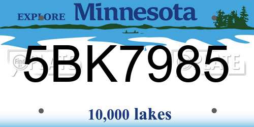 5BK7985 Minnesota License Plate