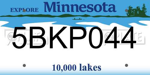 5BKP044 Minnesota License Plate