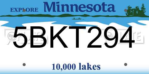 5BKT294 Minnesota License Plate
