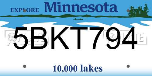 5BKT794 Minnesota License Plate
