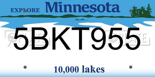 5BKT955 Minnesota License Plate
