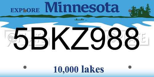 5BKZ988 Minnesota License Plate