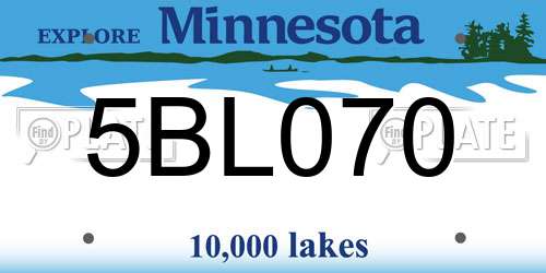 5BL070 Minnesota License Plate