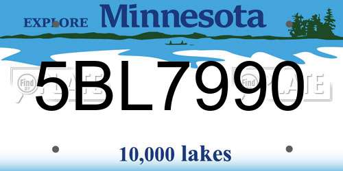 5BL7990 Minnesota License Plate