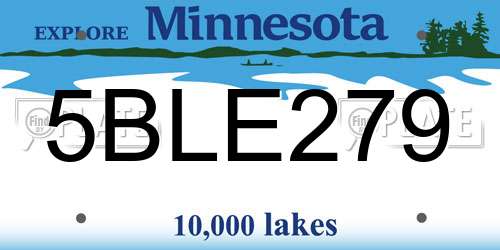 5BLE279 Minnesota License Plate