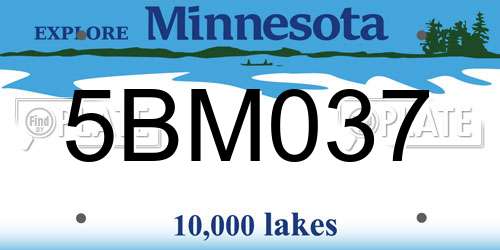 5BM037 Minnesota License Plate