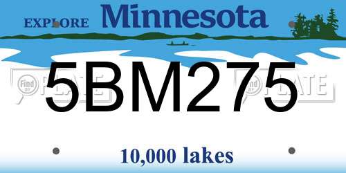 5BM275 Minnesota License Plate