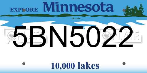 5BN5022 Minnesota License Plate