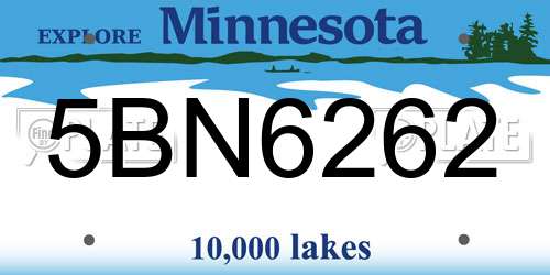 5BN6262 Minnesota License Plate