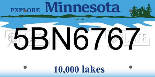 5BN6767 Minnesota License Plate