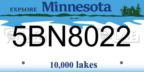 5BN8022 Minnesota License Plate