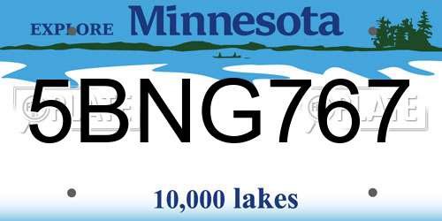 5BNG767 Minnesota License Plate
