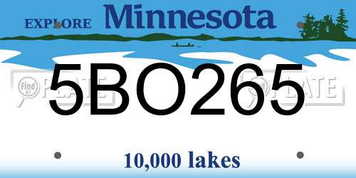 5BO265 Minnesota License Plate