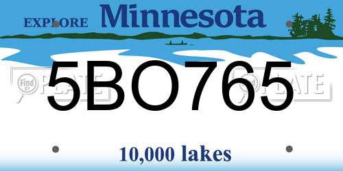 5BO765 Minnesota License Plate
