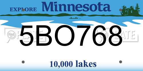 5BO768 Minnesota License Plate