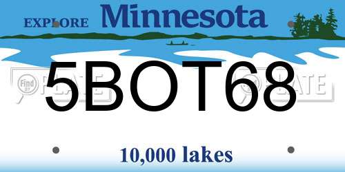 5BOT68 Minnesota License Plate