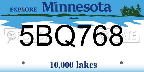 5BQ768 Minnesota License Plate