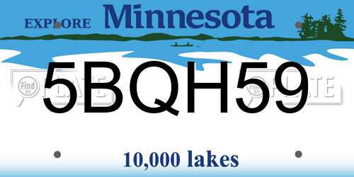 5BQH59 Minnesota License Plate