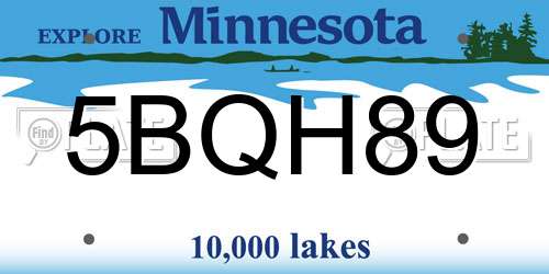 5BQH89 Minnesota License Plate