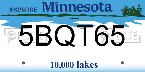 5BQT65 Minnesota License Plate
