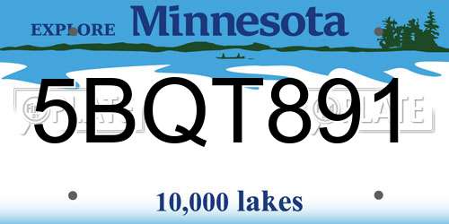 5BQT891 Minnesota License Plate
