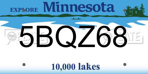 5BQZ68 Minnesota License Plate