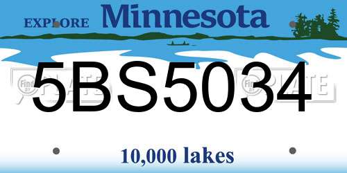 5BS5034 Minnesota License Plate