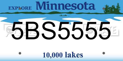 5BS5555 Minnesota License Plate