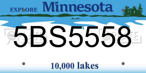 5BS5558 Minnesota License Plate