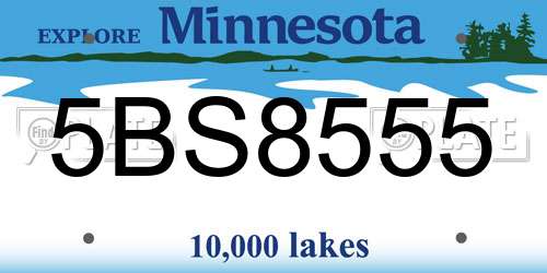 5BS8555 Minnesota License Plate