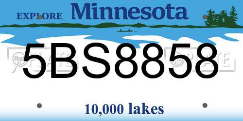 5BS8858 Minnesota License Plate