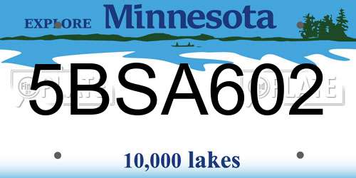 5BSA602 Minnesota License Plate