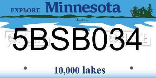 5BSB034 Minnesota License Plate