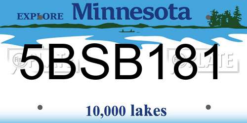 5BSB181 Minnesota License Plate