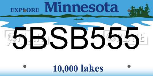 5BSB555 Minnesota License Plate