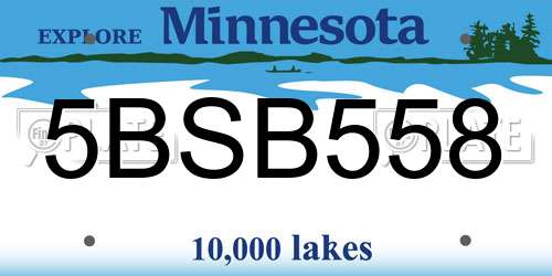 5BSB558 Minnesota License Plate