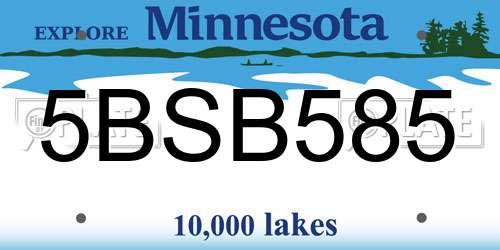 5BSB585 Minnesota License Plate