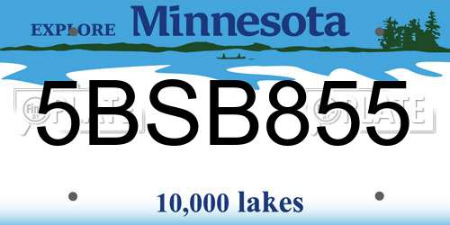 5BSB855 Minnesota License Plate