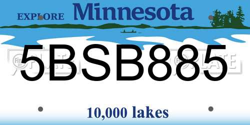 5BSB885 Minnesota License Plate