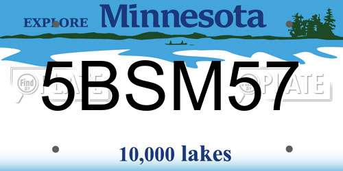 5BSM57 Minnesota License Plate