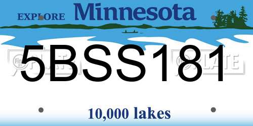 5BSS181 Minnesota License Plate